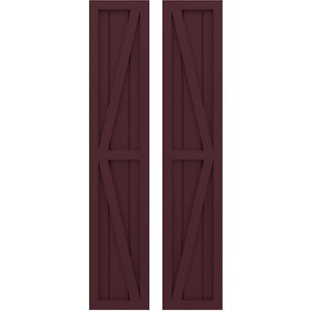 Americraft 3-Board Wood 2 Equal Panel Frmd Board-n-Batten Shutters W/ Dubl Z-Bar, ARW102BF311X62WRH